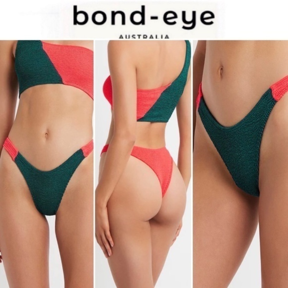 Bond-Eye Sinner Brief Bikini Bottom in Jewel Green Multi 95$